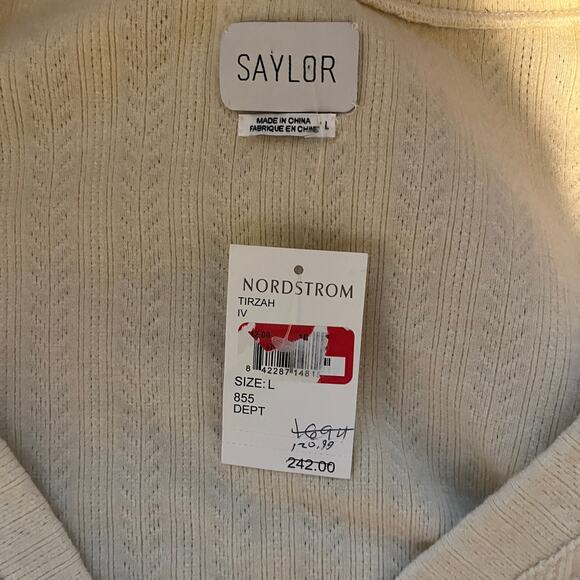 Saylor Cream Cableknit Cropped Button Front Cardigan Size Large NWT - Picture 5 of 6